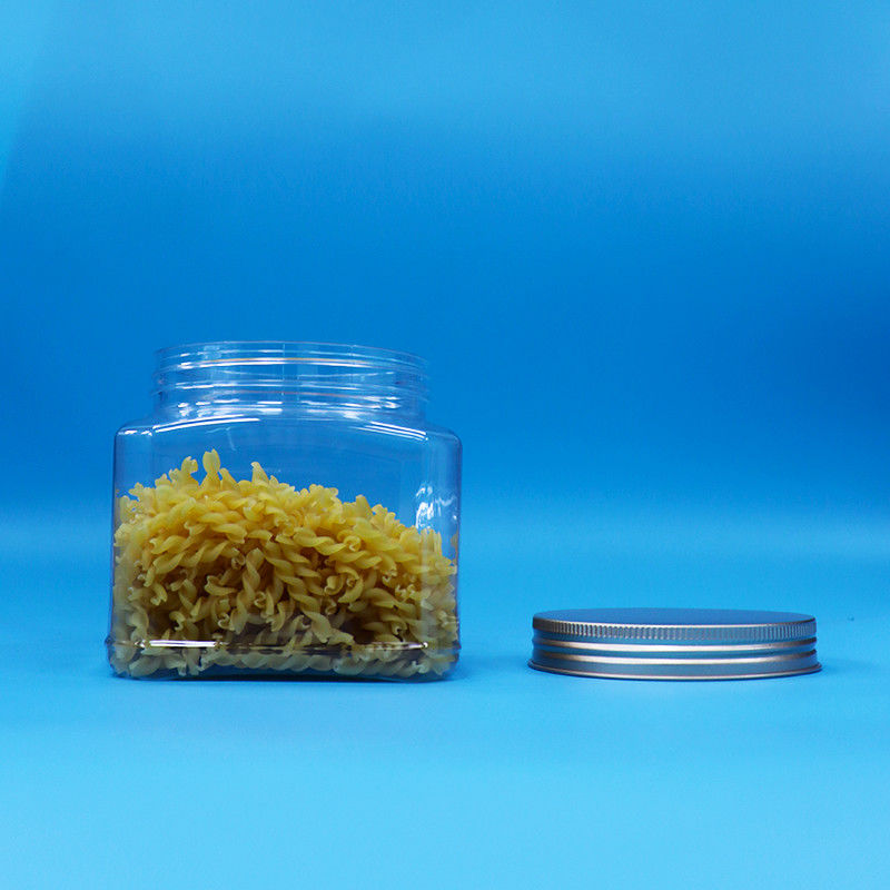 شیرینی غذا میان وعده مواد غذایی درجه PET شفاف مربع شکل پلاستیکی چسب جار آلومینیومی