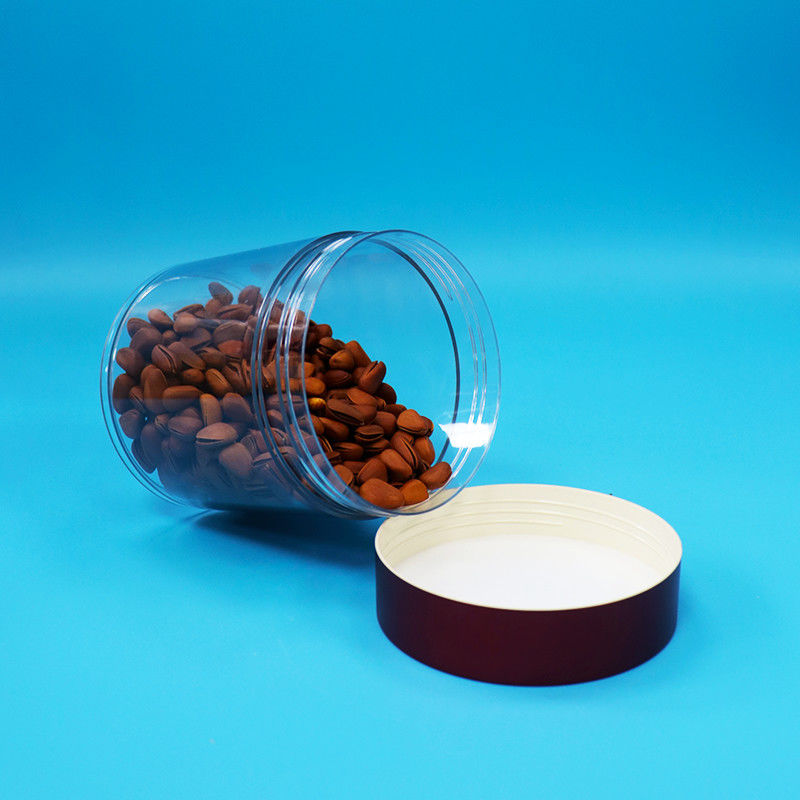 BPA رایگان شیرینی کوکی آجیل مواد غذایی درجه PET شفاف شیشه پلاستیکی پیچپوش کلاه قرمز