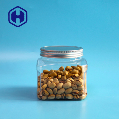 شیشه پلاستیکی مربعی شکل PET 1000 میلی لیتری بدون Bpa با دستگیره کوتاه با درب آلومینیومی