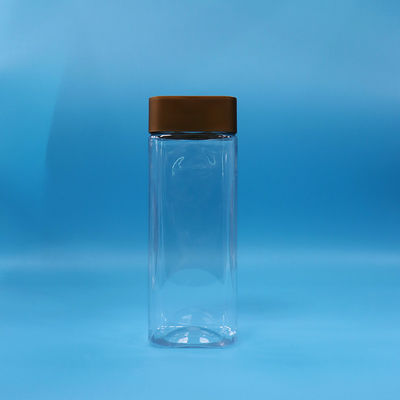 خالی شفاف دهان گسترده مستطیل PET پلاستیکی آب نبات عسل جوجه پیچ کلاه صاف