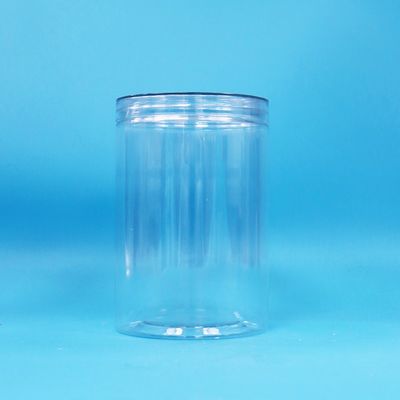 کیفیت مواد غذایی شفاف PET بلند گرد پلاستیکی آب نبات بادام زمینی بسته بندی قوطی کلاه شفاف
