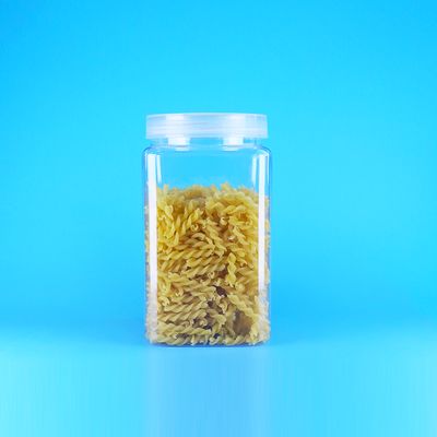 Food Grade Transparent PET Square Candy Dried Chili Plastic Jars Aluminum Screw Lids