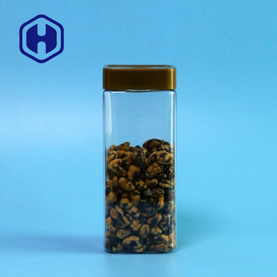 بیسکویت شیشه ای پلاستیکی ضد نشت خالی پاک کن بسته بندی برنج 555 میلی لیتری Food Square PET Jar