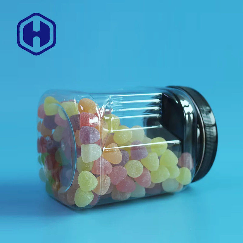 ظروف دستگیره پلاستیکی شفاف مربعی PET میسون با درب گرد بسته بندی غذای کوکی