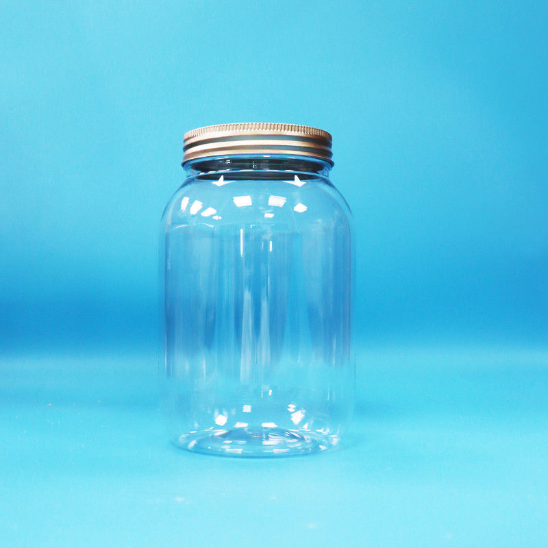 کیفیت مواد غذایی شفاف PET پلاستیک دور شیشه آلومینیوم پیچ کلاه صاف برای مواد غذایی آب نبات شیرین