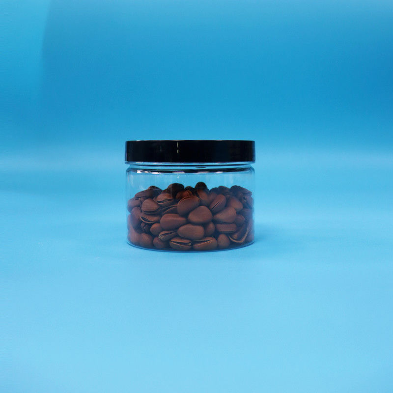 شیشه پلاستیکی شفاف شکل گرد دهان PET برای دانه های چای سیاه اسباب بازی هدیه آب نبات