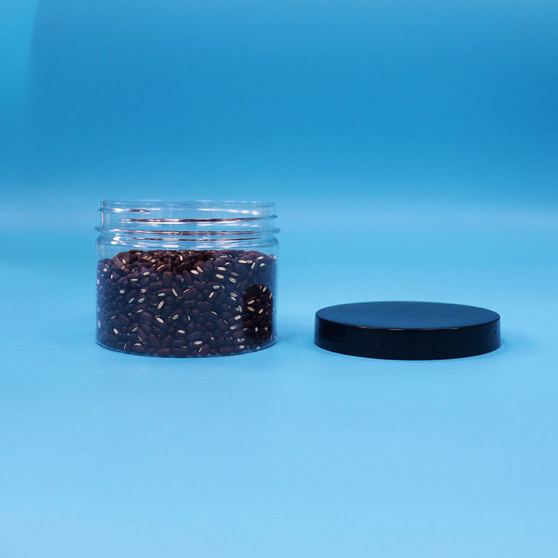 شیشه پلاستیکی شفاف شکل گرد دهان PET برای دانه های چای سیاه اسباب بازی هدیه آب نبات