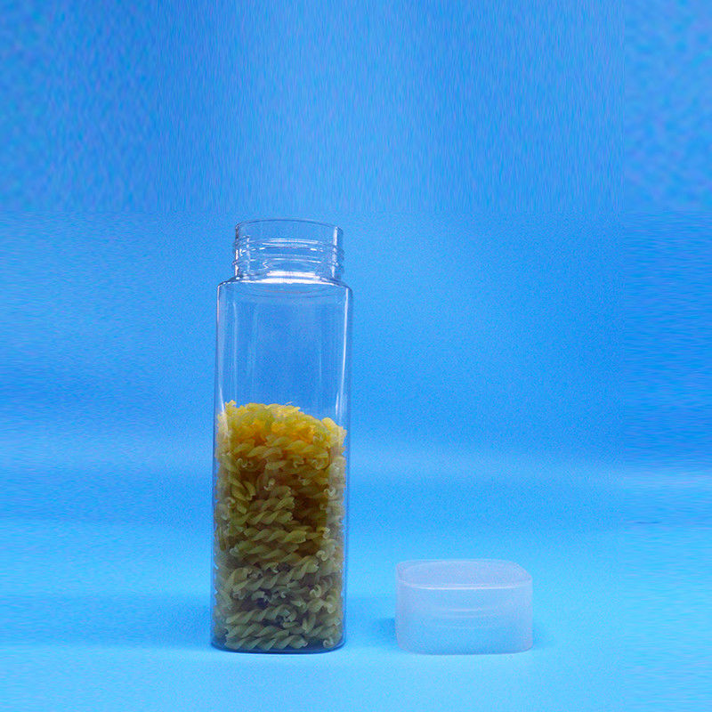 دهان گسترده 600ml اسنک فود شیرینی شفاف مربع بطری های پلاستیکی PET