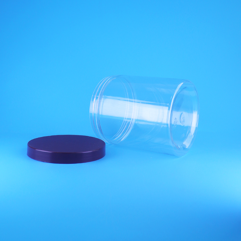 درپوش پیچی ضد نشت تخت، شیشه های گرد شفاف پلاستیکی PET برای میوه های خشک شیرین، بدون BPA، طراحی سفارشی برای غذای خشک