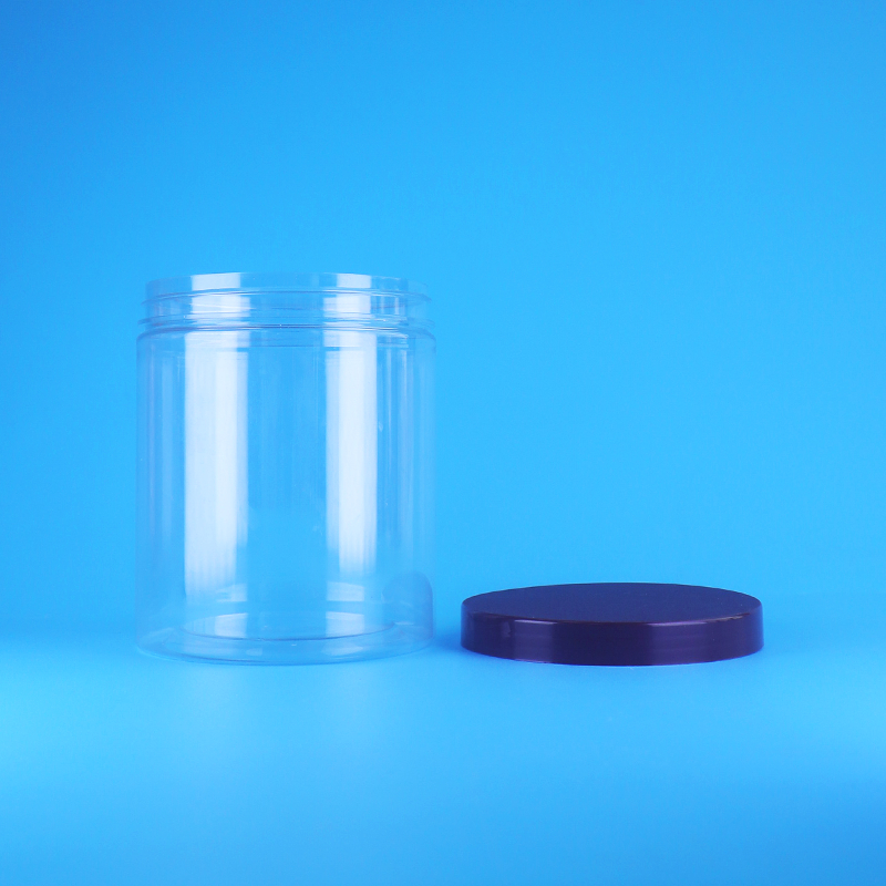 درپوش پیچی ضد نشت تخت، شیشه های گرد شفاف پلاستیکی PET برای میوه های خشک شیرین، بدون BPA، طراحی سفارشی برای غذای خشک