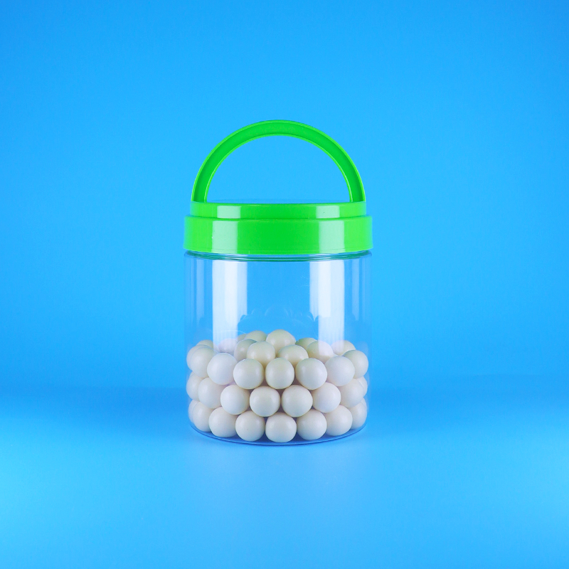 درپوش پیچی بدون BPA، دسته دار، قابل آب بندی، پلاستیکی PET شفاف، شیشه کره بادام زمینی گرد