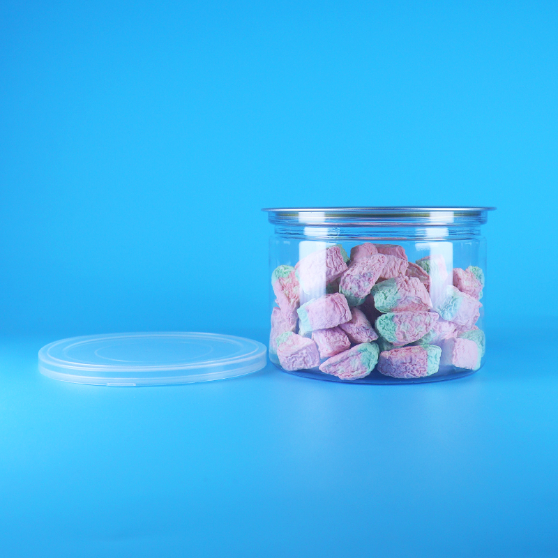 قوطی درپوش آسان بازشونده گرد پلاستیکی شفاف PET برای مواد غذایی، آب نبات، کلوچه، تنقلات، چای