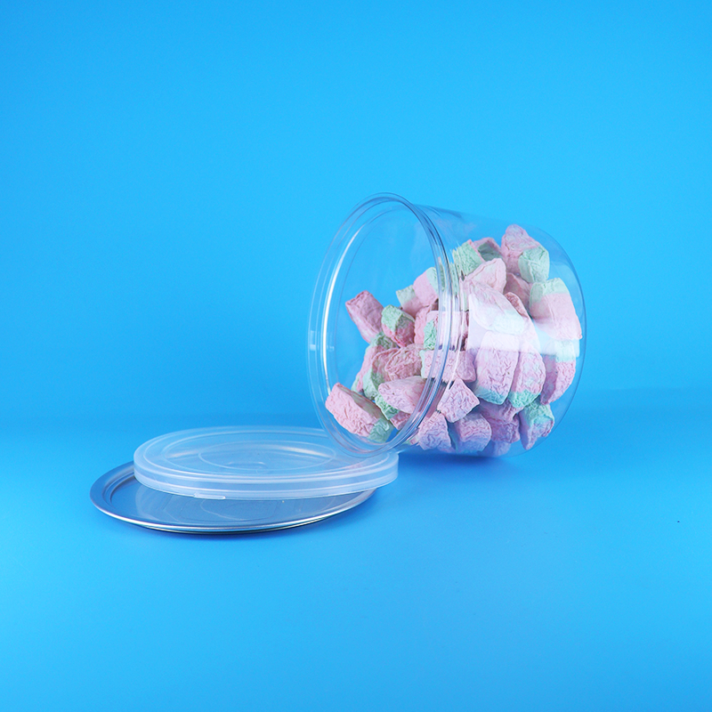 قوطی درپوش آسان بازشونده گرد پلاستیکی شفاف PET برای مواد غذایی، آب نبات، کلوچه، تنقلات، چای