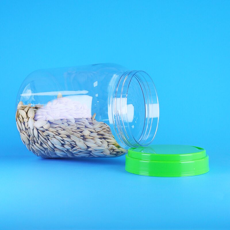 پیچ تخت درپوش بارگیری مواد غذایی شفاف قهوه آب نبات غذای خشک PET شیشه پلاستیکی گرد