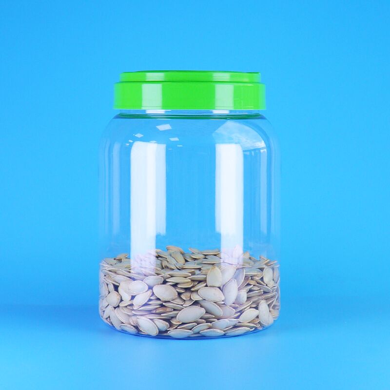 شیشه پلاستیکی گرد PET برای مواد غذایی، درپوش تخت، شفاف، قهوه، آب نبات، دانه نیلوفر آبی، غذای کودک