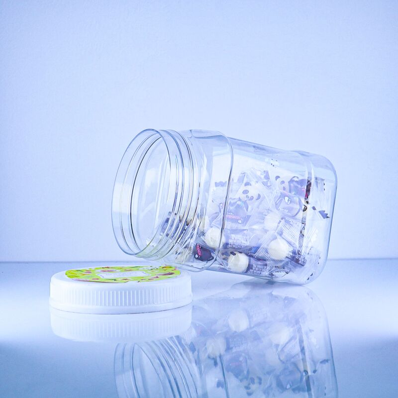 چاه مهر و موم پلاستیکی PET شکل مربع جار شفاف کیک چینی یام پر کردن بیسکویت پیچ کاپ