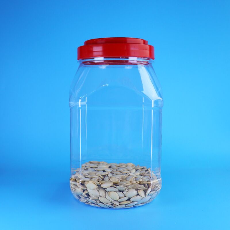 ظرف پلاستیکی PET بدون BPA با ظرفیت ۲۱۰۰ میلی‌لیتر و درب پیچی برای نگهداری آبنبات و کراکر