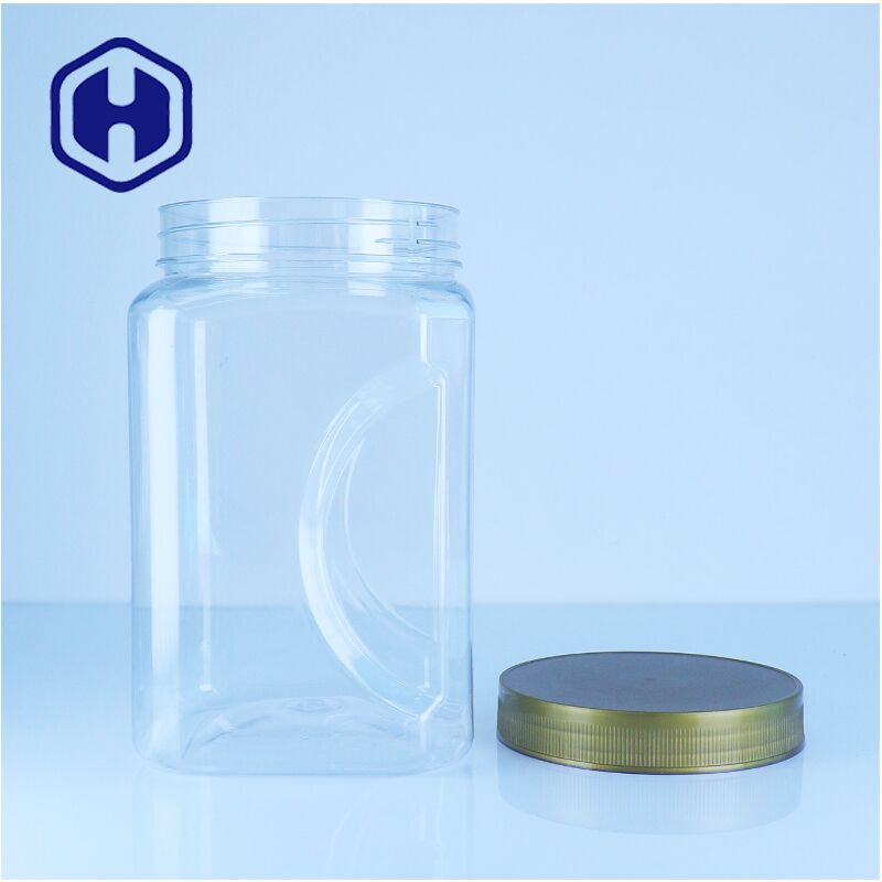 ظرف پلاستیکی عسلی مربع PET درب تخت غذا با درجه Bpa اسنک ادویه بریز آسان