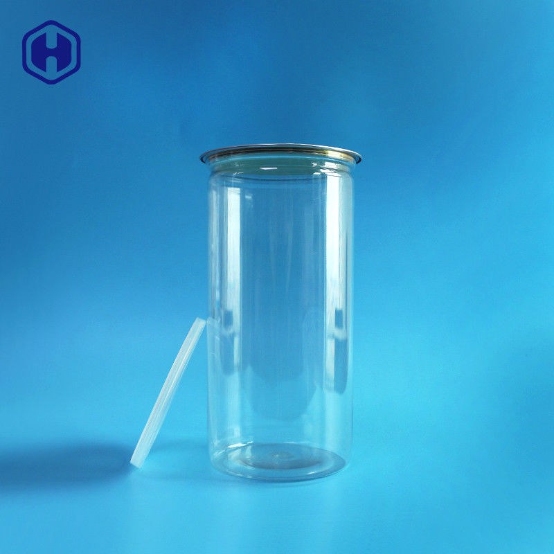 درب آلومینیومی قوطی های پلاستیکی شفاف بلند 1380 میلی لیتری 401# بسته بندی پاپ کورن