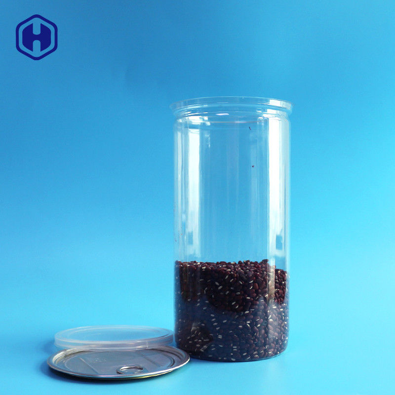 درب آلومینیومی قوطی های پلاستیکی شفاف بلند 1380 میلی لیتری 401# بسته بندی پاپ کورن