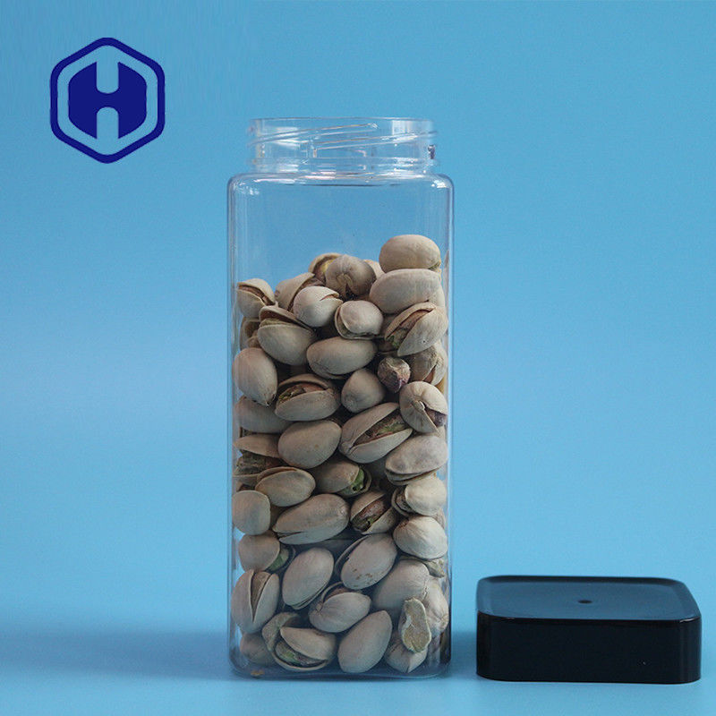 بیسکویت شیشه ای پلاستیکی ضد نشت خالی پاک کن بسته بندی برنج 555 میلی لیتری Food Square PET Jar