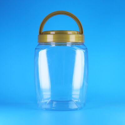 درب با دسته مربعی شکل، شفاف، پلاستیکی، PET، کوکی، میوه خشک، رشته فرنگی، شیشه های نگهداری